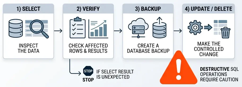 Безпечний алгоритм виконання SQL-запитів у WordPress від SELECT до UPDATE або DELETE
