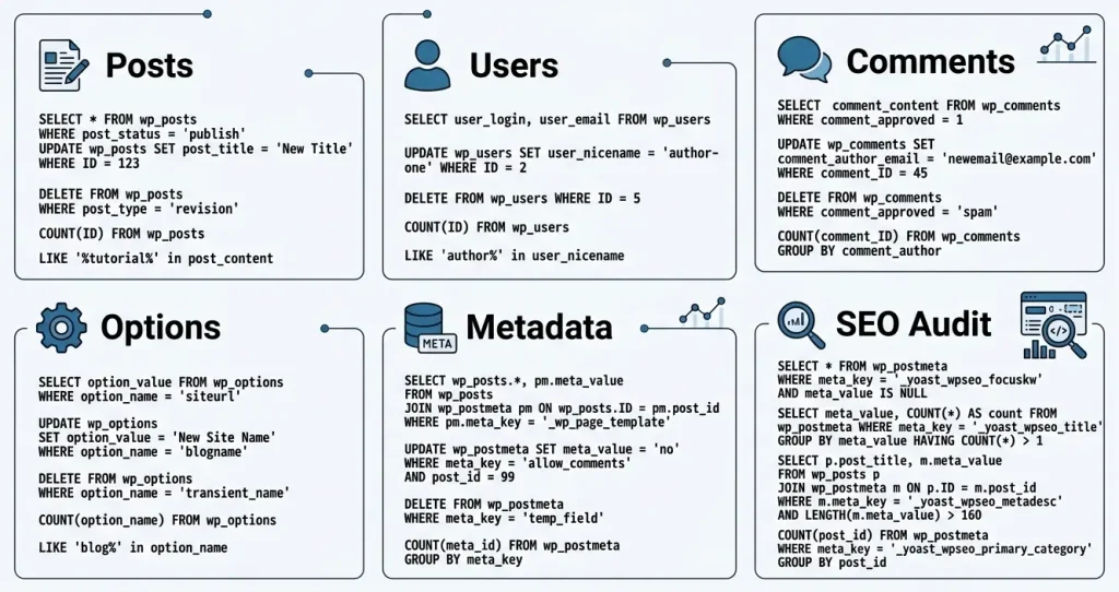 Шпаргалка основних SQL-операцій для роботи з базою даних WordPress