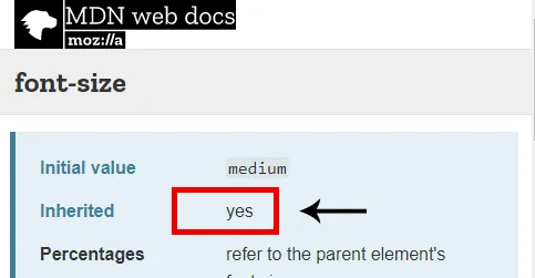 Успадкування CSS-властивості font-size (MDN)