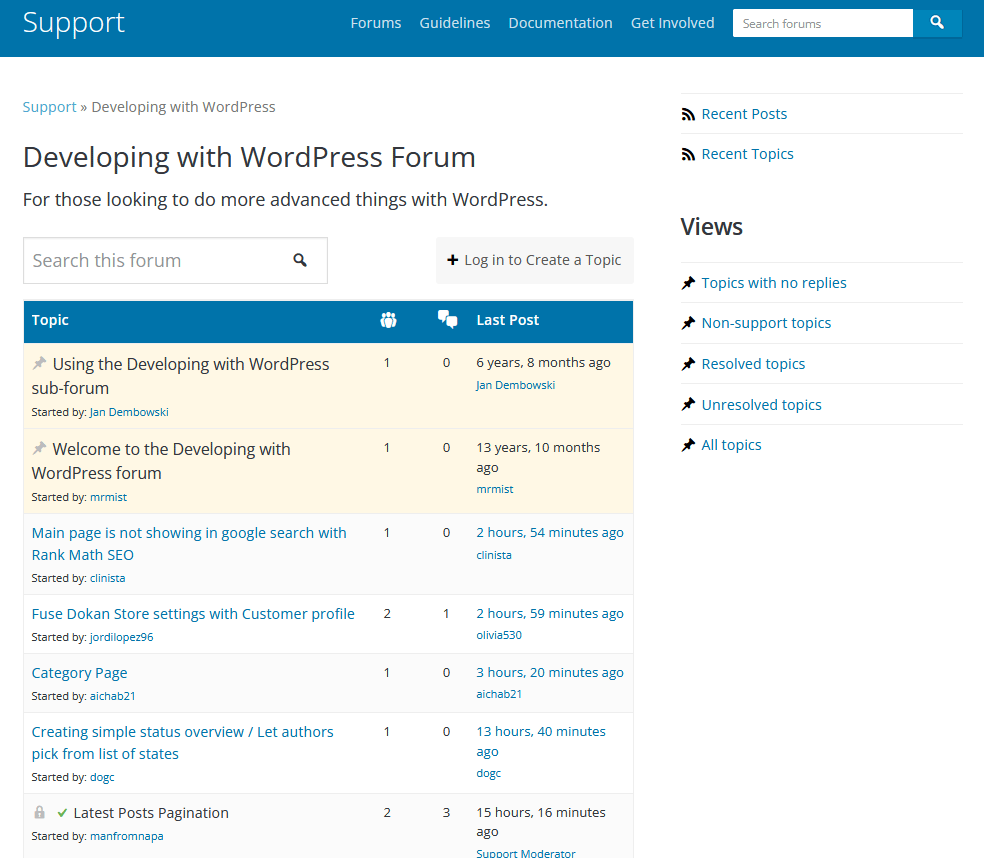Форуи підтримки на офіційному сайті WordPress
