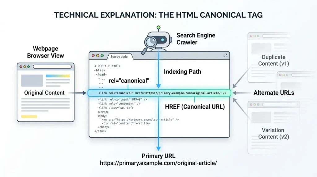 Canonical tag rel canonical у HTML-коді сторінки WordPress