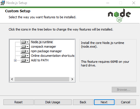 Вибір модулів Node.js у Windows