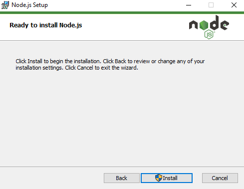 Запуск встановлення Node.js у Windows