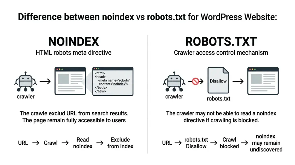 Порівняння noindex і robots.txt у WordPress