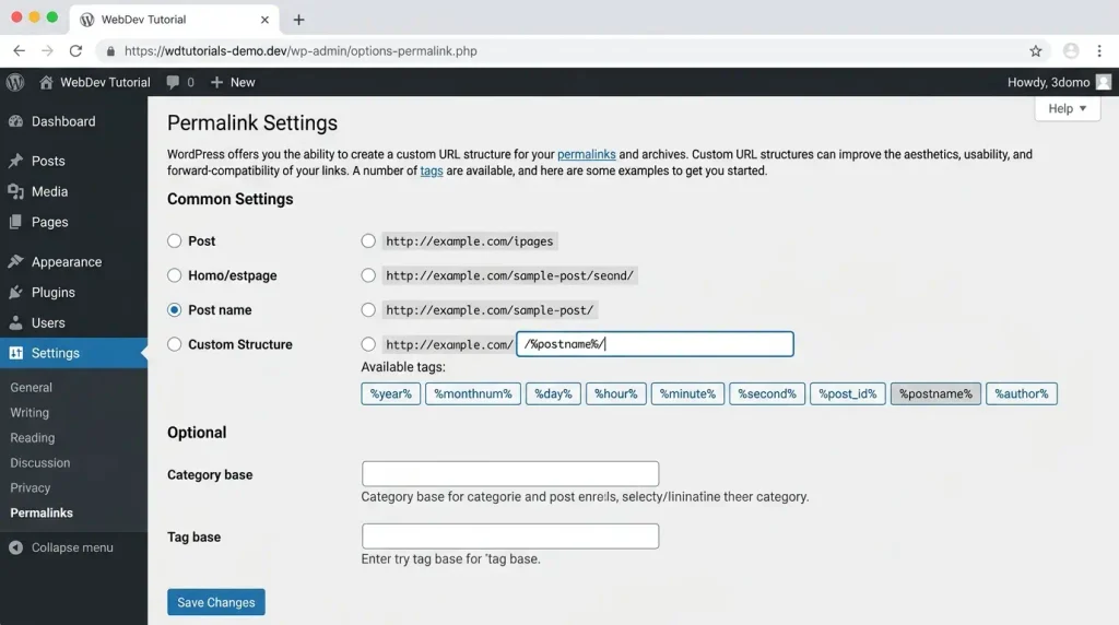 Налаштування постійних посилань WordPress