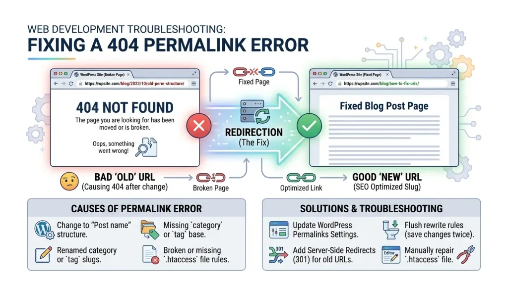 Помилка 404 через неправильні постійні посилання WordPress