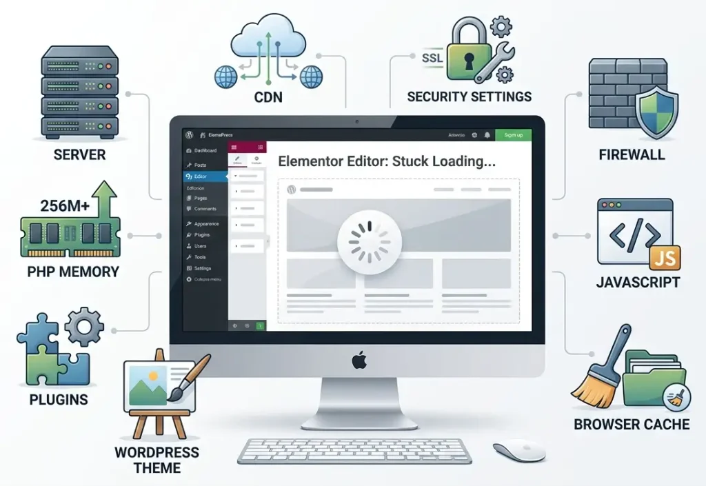 Elementor не завантажується у WordPress — причини та способи виправлення