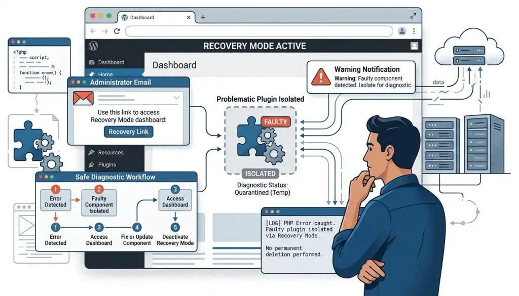 WordPress Recovery Mode для діагностики критичної помилки